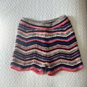 Free People Pink and Blue High Waist Knit Shorts